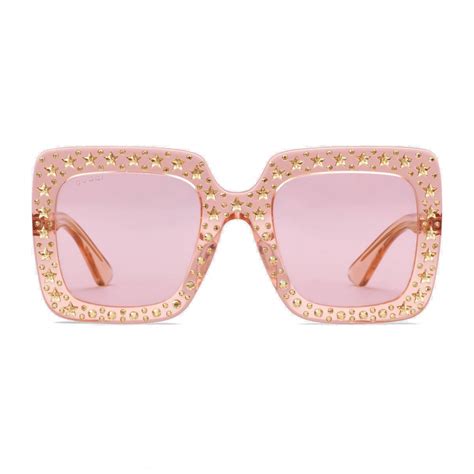 gucci sunglasses pink lens|Gucci pink sunglasses square.